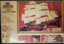 USS Constitution Old Ironsides 1/96 Revell 1978 Mahogani base& Brass Pedestals
