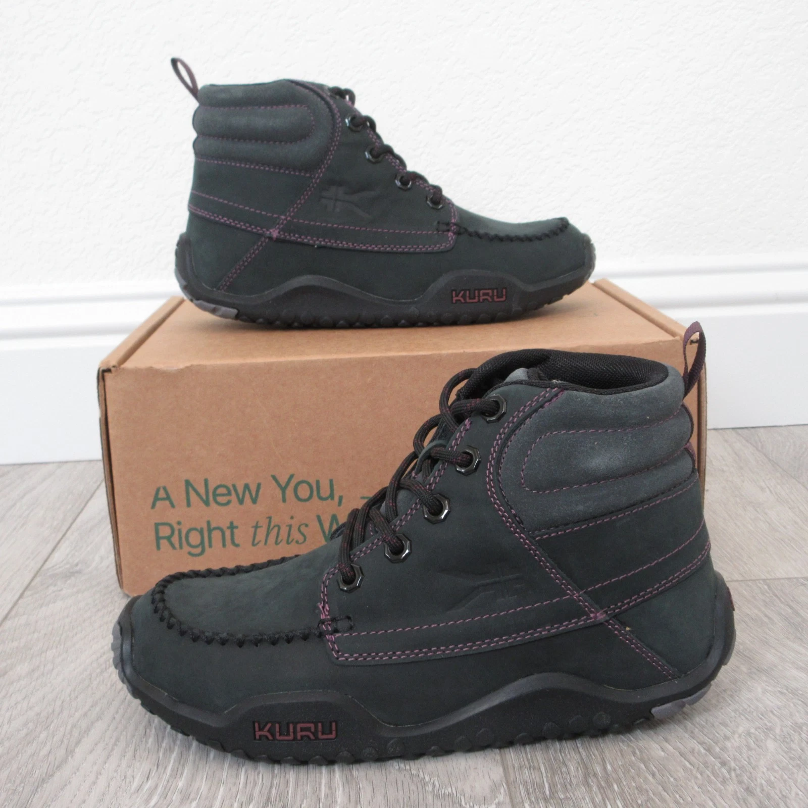 Kuru Hiking Boots Womens US 7 Black Quest Leather High Top Outdoor Camp Hike