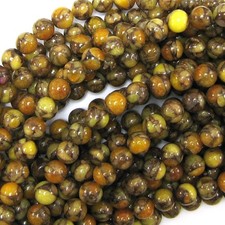 8mm pressed jade round 15" strand brown