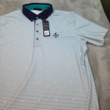 Greyson Wolf Polo Mens Large White Blue Moon Mountain Snake Sun MFA21K37-100-L