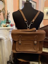 Tan Leather  Satchel Batchel Bag School University Traditional
