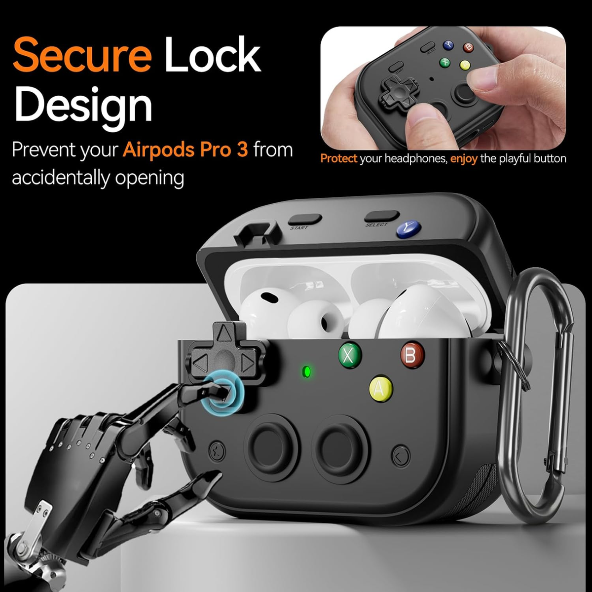 Case for Airpods Pro 3 (2025), Funny Hard Shell Game Design Shock