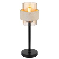 Tischlampe Tischleuchte Schlafzimmerlampe Gemustert Schwarz Metall H 38,5 Cm