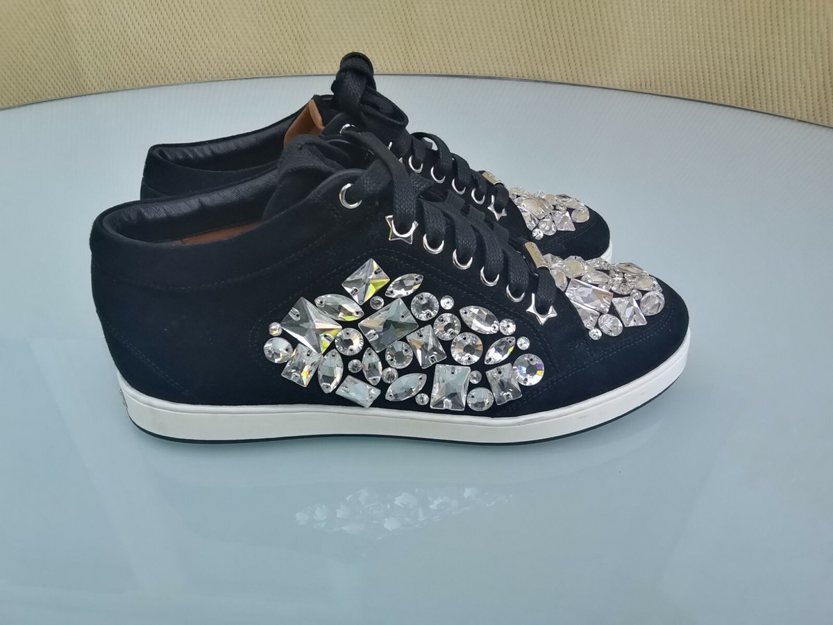 Jimmy Choo Suede Crystal Embellished Sneckers Size EU 36 UK