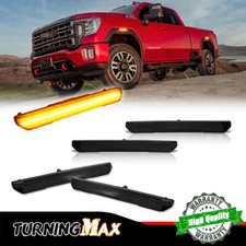 For 20+ GMC Sierra 2500 3500 Smoked Front + Rear Amber LED Side Marker Light Set