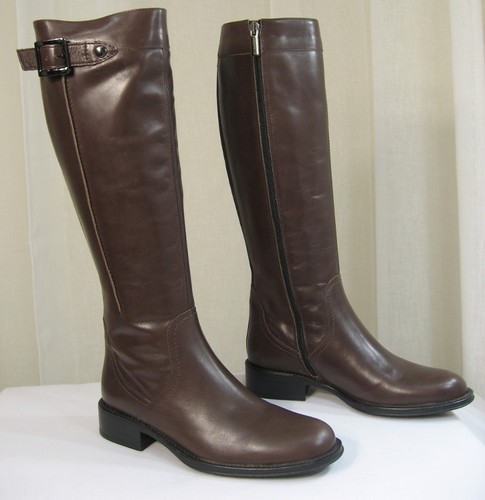 NEW Aquatalia by Marvin K Uplift Brown Leather/Elastic Gores Tall Boots Size 6.5 - Picture 5 of 13