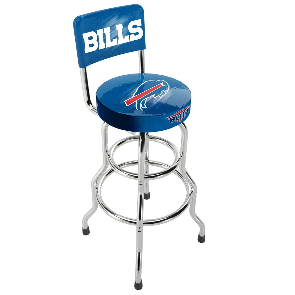 NFL Team Logo Chair Adjustable Swivel Bar Stool High Back Seat Blitz Football - Image 2 of 4