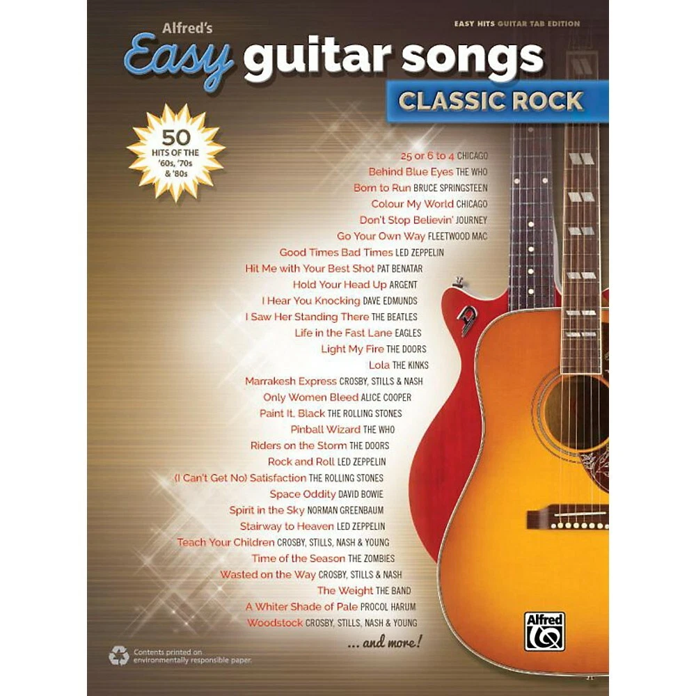 Alfred s Easy Guitar Songs Classic Rock Easy Hits Guitar TAB eBay