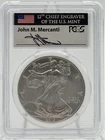 2013 Silver Eagle PCGS MS70 First Strike John Mercanti Hand Signed Flag Label