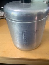 Vtg Aluminum Mid-Century Kitchen Canister Set 4 With Lids sugar flour Coffee Tea