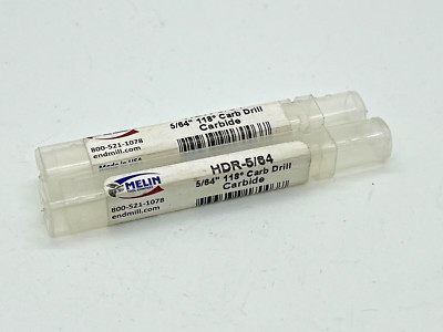 (2) MELIN New Carbide Drills - HDR-5/64, 118°, 2FL