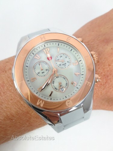 NEW Michele Jelly Bean Large Tahitian Rose Gold Silver Grey  display picture 2