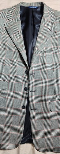 Ralph Lauren Wool Houndstooth Check Blazer Men's Regular Brown Coat Size 40 - Picture 3 of 24