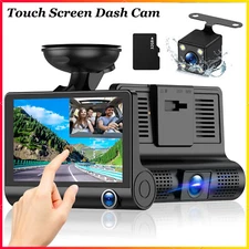 3 Channel Dash Cam Front and Rear Inside 1080p 4 In Dashcam Car Camera G-Sensor
