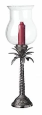 CANDLE HOLDERS - PALM TREE HURRICANE CANDLE HOLDER - ANTIQUE PEWTER - IN 2 SIZES
