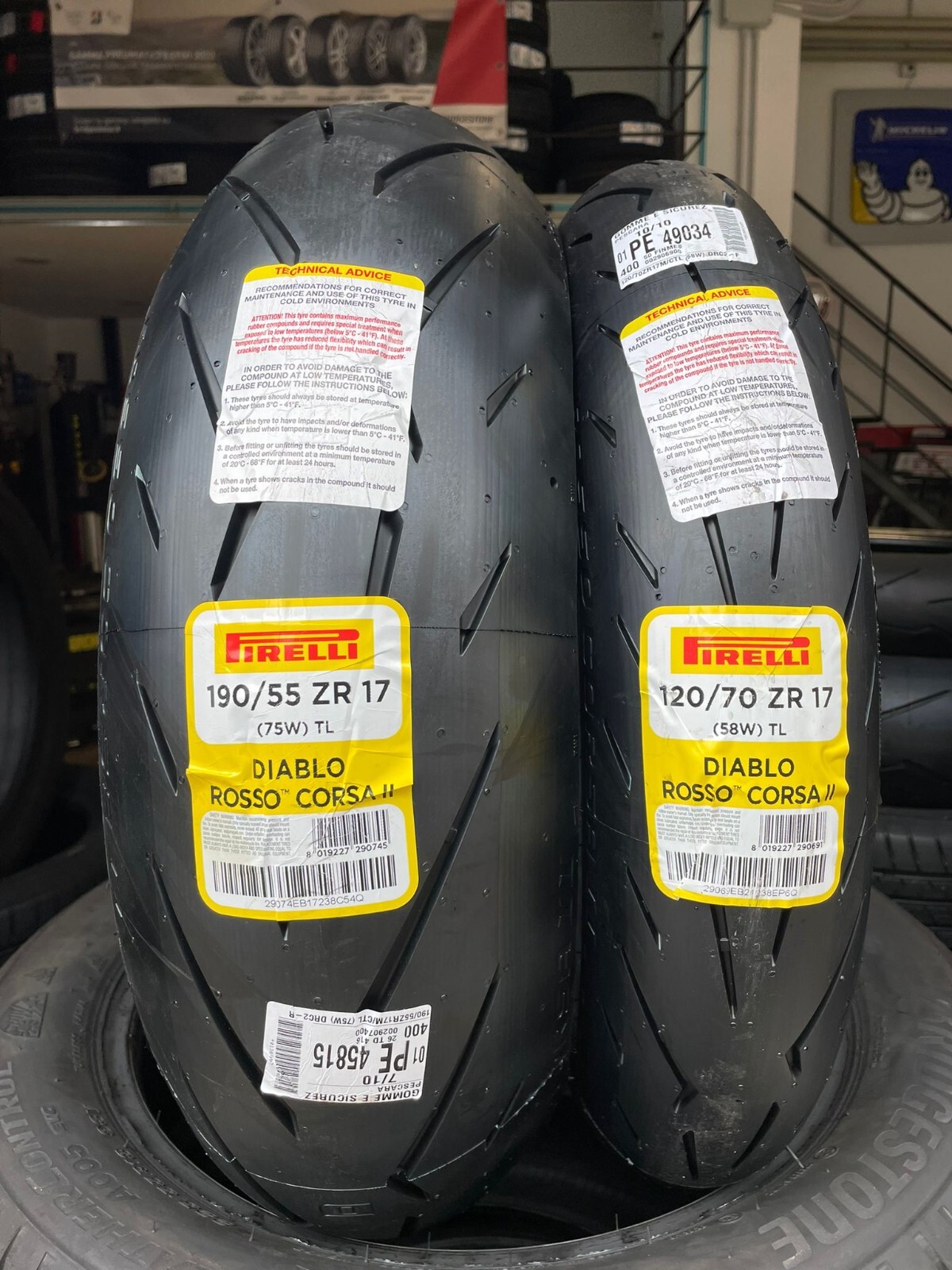 COPPIA GOMME PIRELLI 120/70R17 58W 190/55R17 75W DIABLO ROSSO CORSA 2 + OMAGGIO