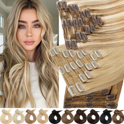 Deux Remy Hair - clip-in hair extensions x 2 Full Shine 7 Pcs Remy Hair Blonde Highlighted Balayage Clip  main image 4