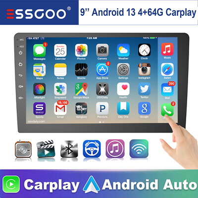 9'' 4+64GB Doppel 2DIN Autoradio Wirelesss Carplay Android 13 GPS BT RDS WIFI USB