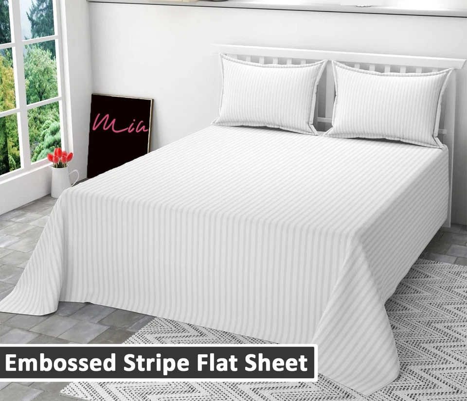 100% Egyptian Cotton White Flat Sheets Bed Sheet Single Double King All Size - Image 2 of 4