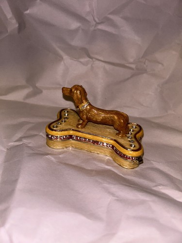 2019 Cloisonne Dackel Schmuckschatulle Dackel sitzend auf einem Knochen - Bild 5 von 10