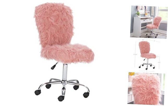 Cora Blush Faux Fur Armless Office Chair