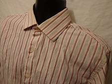 Mens Banana Republic 100 Cotton Dress Shirt Sz 16 16 1/2 Red Stripe