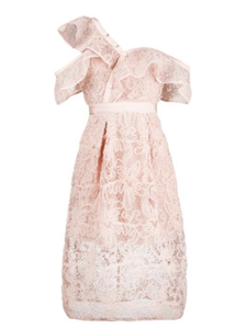 self portrait floral mesh lace frill midi dress