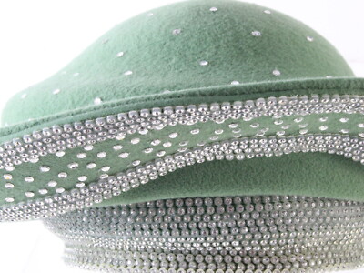 George Zamaul Couture Ladies Mint Green Felt Hat W 