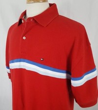 Vintage Tommy Hilfiger Polo Shirt Men  s XL Red Stripe Flag Color Block Golf