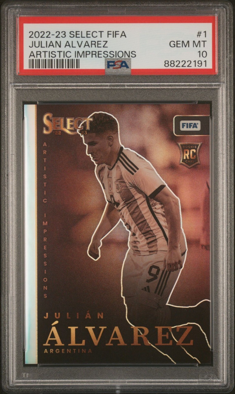 22-23 SELECT FIFA RC JULIAN ALVAREZ ARTISTIC IMPRESSIONS PSA 10 POP 2