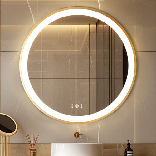 80cm Gold Illuminated Bathroom Mirror Wall Vanity Mirror w/ Sensor Touch Control - Picture 7 of 12