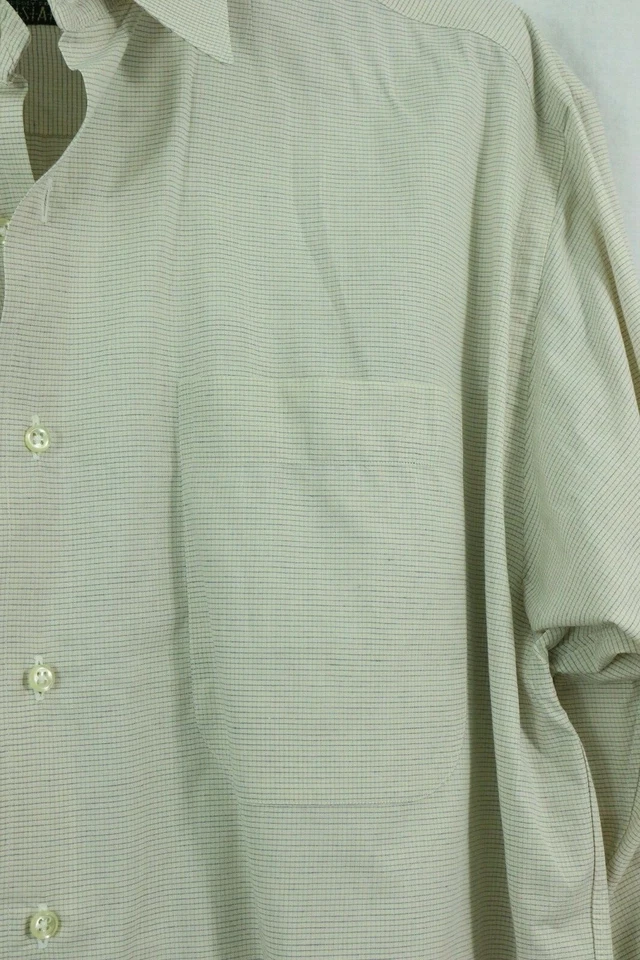 Gitman Bros For Parisian Beige Plaid Dress Shirt 16 33 Cotton One Pocket Button - Image 4 of 4