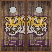 LSU WOOD 854 cornhole board vinyl wraps