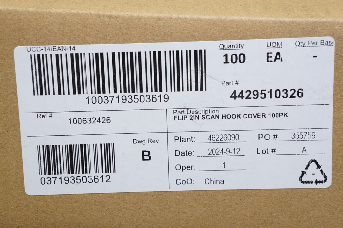 New Lot of 300 Flip 2in Scan Hook Cover Plates 4429510326 2