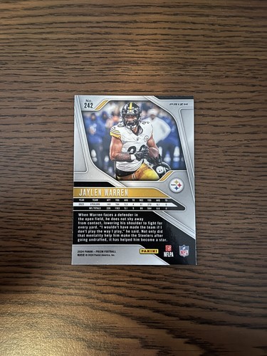2024 Panini Prizm Football - Jaylen Warren #242 - Green Prizm Pittsburgh Steeler - Picture 2 of 2