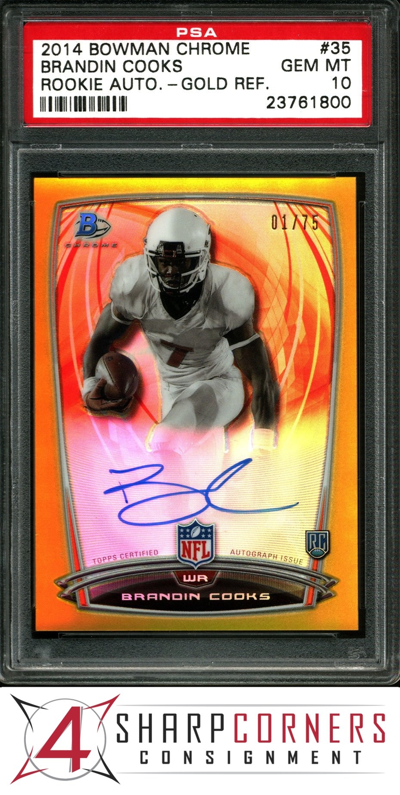 Brandin Cooks Bowman Chrome Rookie Autograph #35 Gold Refractor