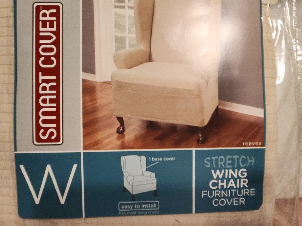 Funda protectora color crema para silla Maytex Stretch Wing Foto 4 de 4