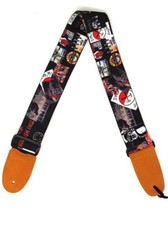 Rock Bands Cotton 2.3 Inches Wide Guitar Strap |100% Cotton with genuine leather