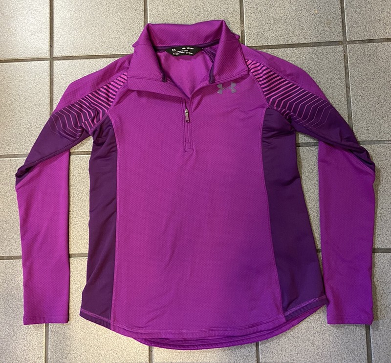 Under Armour Cold Gear Quarter Zip Top Size Youth XL Loose Fit - Pink/ Purple
