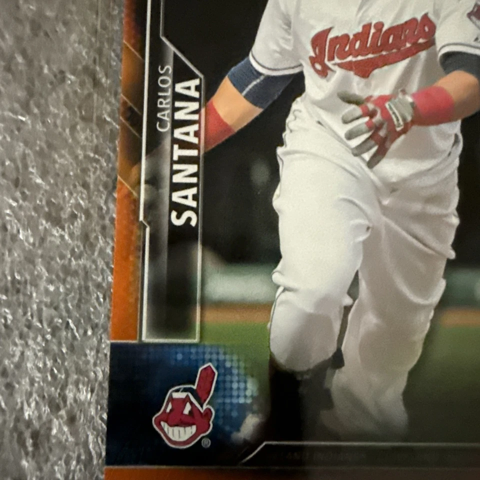 Bowman Orange Border #37 2016 Carlos Santana/25 Cleveland Indians Guardians Foto 2 de 4