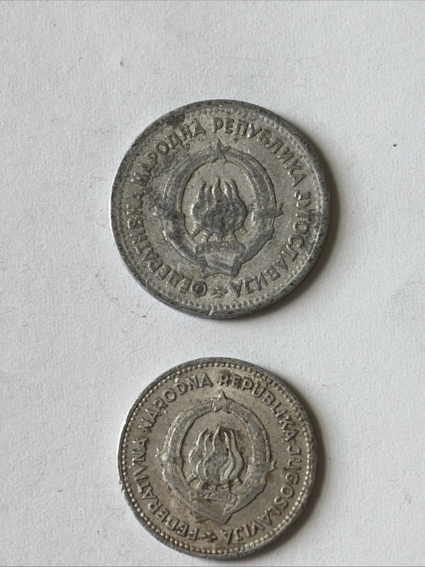 1953 Yugoslavia Coins-1 Dinar and 50 Para-Circulated