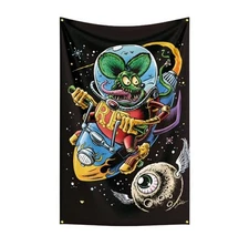 Rat Fink In Space Garage Racing Banner Flag Ed Big Daddy Roth 3ft X 2ft