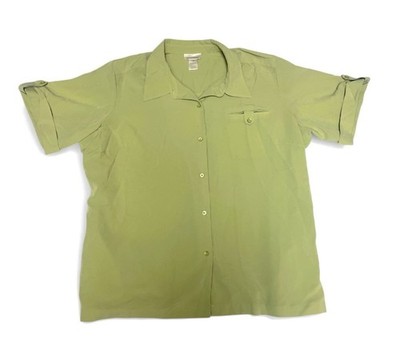 TravelSmith women's button-down shirt in a light green color. Size 3X
