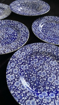 Queens calico blue Churchill floral chintz plates and bowl