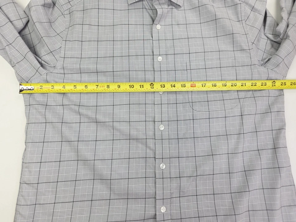 Tasso Elba Regular Fit Non Iron Size Large 16.5 34-35 Gray Check French Cuff - Image 3 of 4