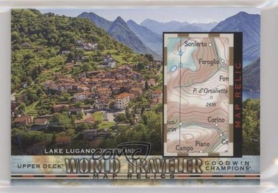 2019 Goodwin Champions World Traveler Map Relics Lake Lugano Switzerland 0l4c