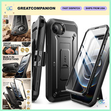 iPhone 17e/16e Case with Stand  Screen Protector - Durable Black Cover