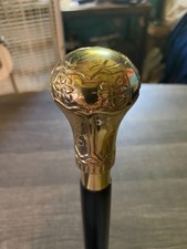 Vintage Cane Victorian Style Solid Brass knob Head Handle Wooden Walking Stick