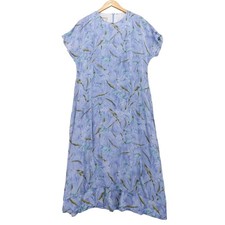 Vintage 90s Coldwater Creek Maxi Dress Womens XL Blue Floral Rayon Layered Hem