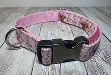 Dog Collar Highland Cow Pink Large Handmade Heavy Duty W/Buckle NEW